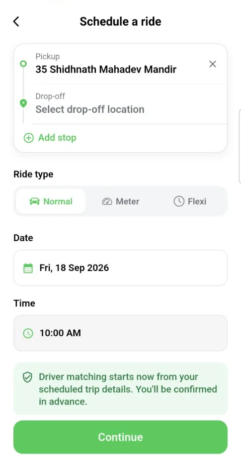 Schedule a ride in advance in the AXX app